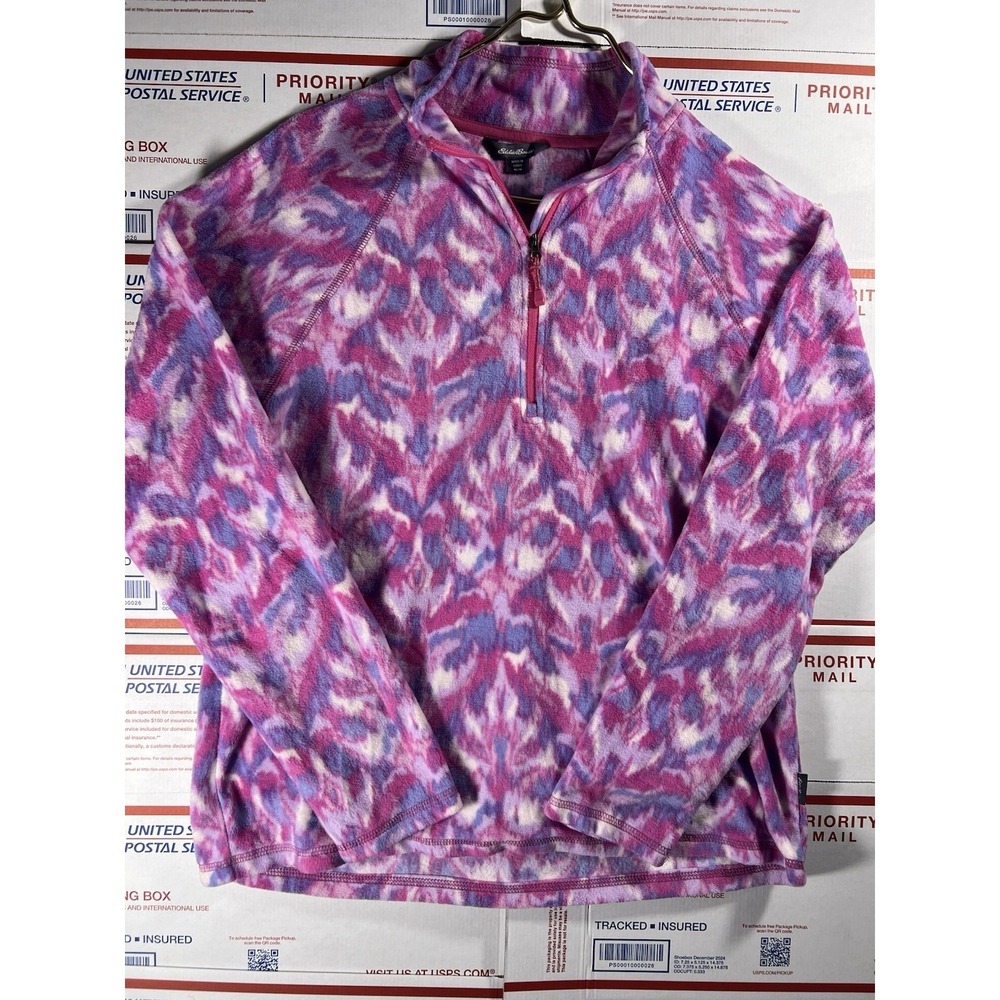 Eddie Bauer Fleece Quarter Zip Womens Sz Med Long Sleeve Pullover Pink Patagonia